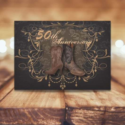 Cowboy Western Land 50. Hochzeitstag Einladung