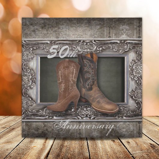 Cowboy Western Land 50. Hochzeitstag Einladung