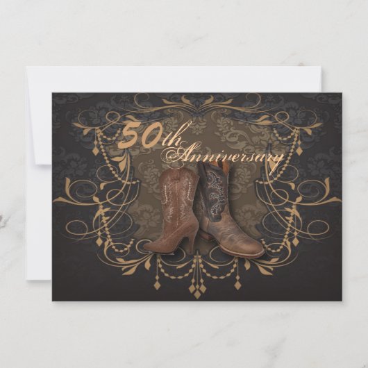 Cowboy Western Land 50. Hochzeitstag Einladung (Vorderseite)