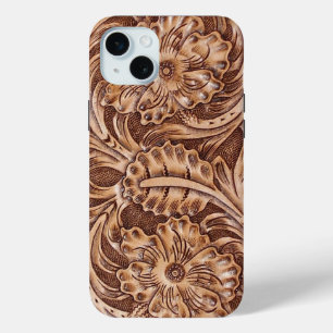 Cowboy-Western-Landmuster aus geflochtenem Leder iPhone 15 Mini Hülle