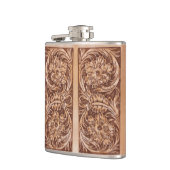 Cowboy-Western-Landmuster aus geflochtenem Leder Flachmann (Links)