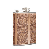 Cowboy-Western-Landmuster aus geflochtenem Leder Flachmann (Rechts)