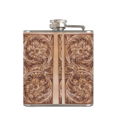 Cowboy-Western-Landmuster aus geflochtenem Leder Flachmann (Rückseite)