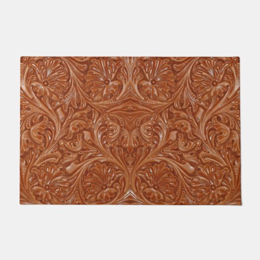 Cowboy-Western-Landmuster aus geflochtenem Leder Fußmatte (Vorderseite)