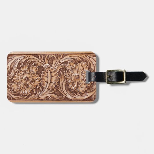 Cowboy-Western-Landmuster aus geflochtenem Leder Gepäckanhänger (Vorderseite horizontal)