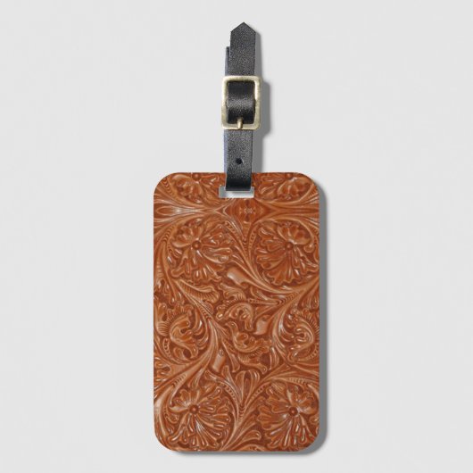 Cowboy-Western-Landmuster aus geflochtenem Leder Gepäckanhänger (Vorderseite Vertikal)