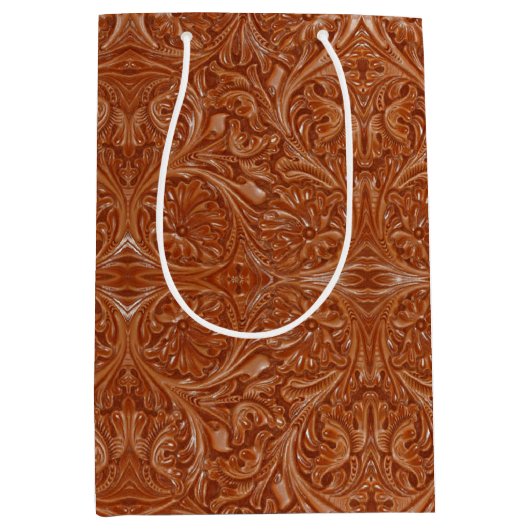 Cowboy-Western-Landmuster aus geflochtenem Leder Mittlere Geschenktüte (Vorderseite)