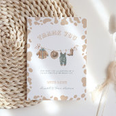 Cowboy-Western Light Brown Boy Baby-Dusche Dankeskarte