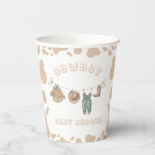 Cowboy-Western Light Brown Boy Baby-Dusche Pappbecher (Links)