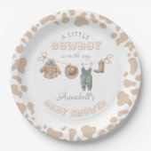 Cowboy-Western Light Brown Boy Baby-Dusche Pappteller (Vorderseite)