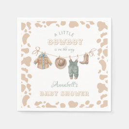 Cowboy Western Light Brown Boy Baby Dusche Willkom Serviette