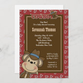 Cowboy Western Monkey 12x18 Baby Dusche Einladung (Vorne/Hinten)