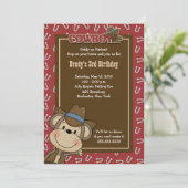 Cowboy Western Monkey 12x18 Geburtstagseinladung Einladung (Stehend Vorderseite)