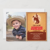 Cowboy Western Old West Birthday Foto Einladung (Vorderseite)