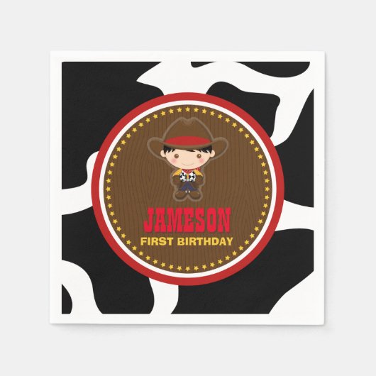 Cowboy Western Old West Geburtstag Serviette (Vorderseite)