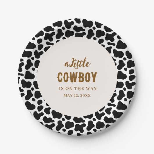 Cowboy Western Papierplatten mit Kuhdruck Pappteller (Vorderseite)