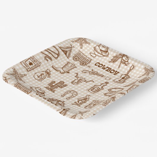 Cowboy Western  Pappteller (Gewinkelt)