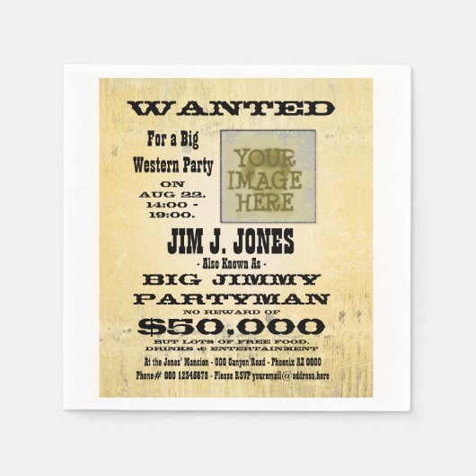 Cowboy Western Party Gewollt Poster Serviette (Vorderseite)