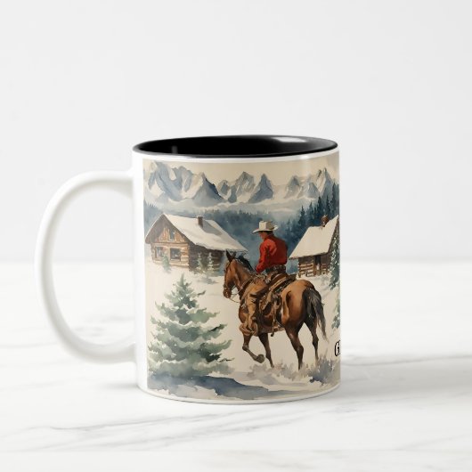 Cowboy Western Personalisiert Zweifarbige Tasse (Links)