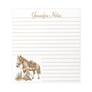 Cowboy-Western personalisierte Babydusche Notizblock