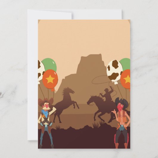 Cowboy Western Pferde Geburtstag Themeneinladung Einladung (Rückseite)