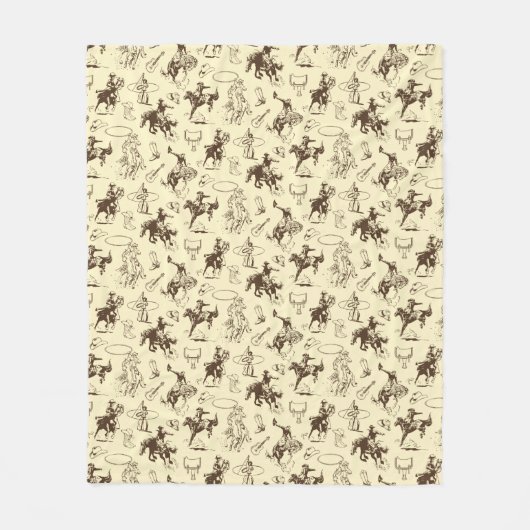 Cowboy Western Pferde Rodeo Muster Fleecedecke (Vorderseite)