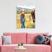 Cowboy Western Rancher Boy's Bedroom Graphic Art Leinwanddruck (Insitu (Wohnzimmer))
