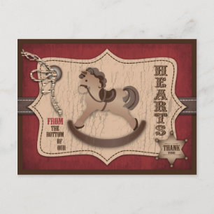 Cowboy Western Rocking Horse Vielen Dank Postkarte