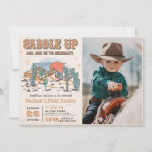 Cowboy Western Rodeo 1. Geburtstag Party Foto Einladung (Vorderseite)