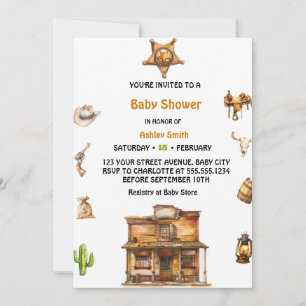 Cowboy Western Rodeo Babydusche Einladung