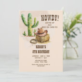 Cowboy Western Rodeo Birthday Einladung (Stehend Vorderseite)