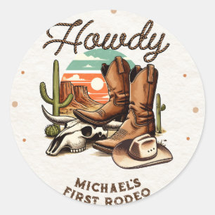 Cowboy Western Rodeo Geburtstag Kinder Runder Aufkleber