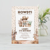 Cowboy Western Rodeo Kindergeburtstag Einladungen (Stehend Vorderseite)