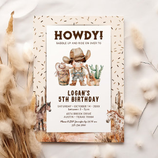 Cowboy Western Rodeo Kindergeburtstag Einladungen