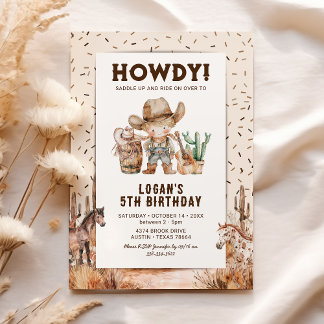 Cowboy Western Rodeo Kindergeburtstag Einladungen