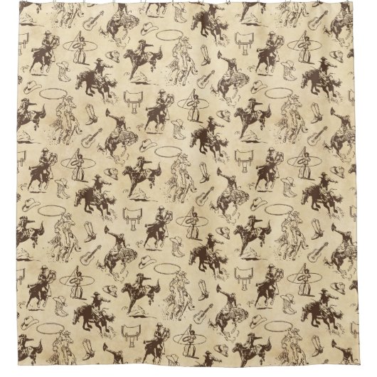 Cowboy Western Rodeo Pferde Duschvorhang (Vorderseite)