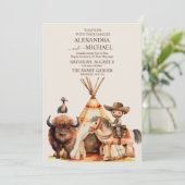 Cowboy Western Rodeo Wedding Einladung (Stehend Vorderseite)
