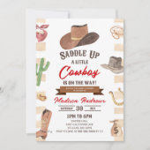 Cowboy Western Rodeo Wild West Baby Shower Einladung (Vorderseite)