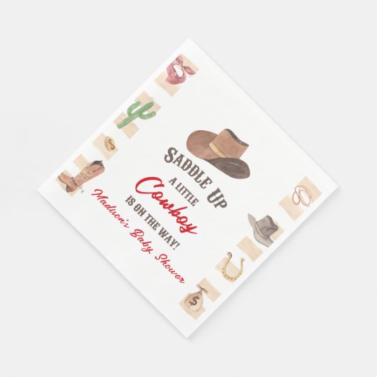 Cowboy Western Rodeo Wild West Baby Shower Serviette (Ecke)