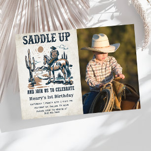 Cowboy Western Rodeo Wild West Birthday Foto Einladung