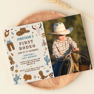 Cowboy Western Rodeo Wild West Birthday Foto Einladung