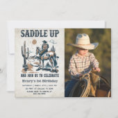 Cowboy Western Rodeo Wild West Birthday Foto Einladung (Vorderseite)
