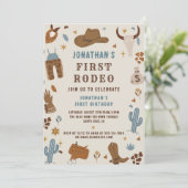 Cowboy Western Rodeo Wild West Birthday Foto Einladung (Stehend Vorderseite)