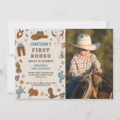 Cowboy Western Rodeo Wild West Birthday Foto Einladung (Vorderseite)