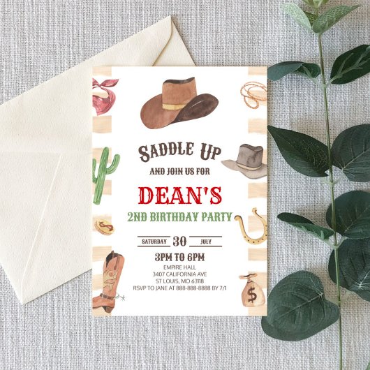 Cowboy Western Rodeo Wild West Birthday Party Einladung