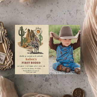 Cowboy Western Rodeo Wild West Foto Geburtstag Einladung