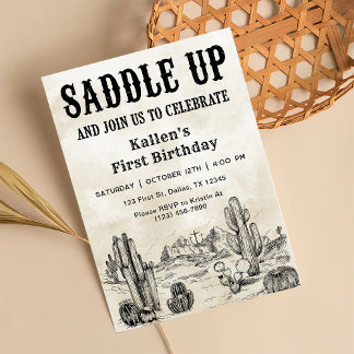 Cowboy Western Rodeo Wild West Geburtstagspartei Einladung