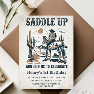 Cowboy Western Rodeo Wild West Geburtstagspartei Einladung