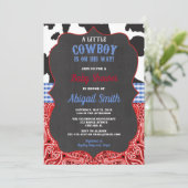 Cowboy Western Rote Bandane Blanche Babydusche Einladung (Stehend Vorderseite)