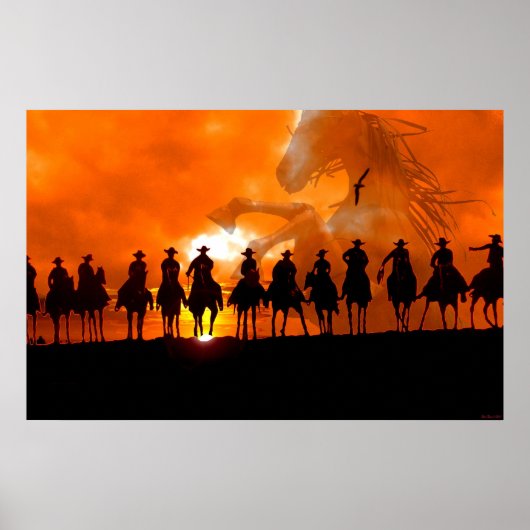 Cowboy-Western-Rundgang Zeit Rodeo-Pferd-Poster-Ku Poster (Vorne)